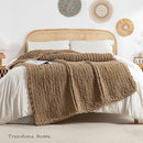 Chunky Knit Blanket Throw, 100% Hand Knit Throw Blanket Handmade Chenille Cable Knit Throw for Couch, Stylish Cozy Soft Rope Knot Crochet Blanket for Home Decor, Camel, 50x60 Inches by CozyNest Decor