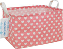 LANGYASHAN Rectangular Storage Bin Collapse Canvas Fabric Cartoon Storage Basket with Handles for Organizing Home Kitchen Boys and Girls Toys Office Closet Shelf Baskets (Rec pink heart) by TinyTreasures Baby Boutique