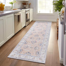 jinchan Hallway Runner Rug 3x8 Machine Washable Runner Rug Pink Vintage Floral Design Non-Slip Low Pile Ultra-Thin for Kitchen Laundry Room Bedroom Farmhouse (3‘x8',Pink) by TinyTreasures Baby Boutique
