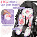 Pea Pod Infant Car Seat Insert 2-in-1 Baby Car Seat Head & Body Support for Newborn Girl Reversible 3 Layer Warm Preemie Carseat Stroller Cushion Headrest with Soft Minky Dot Fabric, Pink Floral by TinyTreasures Baby Boutique