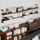Industrial Pipe Wall Shelves Pipe Shelving with Real Wood Plank,70 Inches Floating Shelves for Wall Farmhouse Pipe Book Shelves Dark Brown 2 Tier for Kitchen,Living Room Decor and Bar Shelving by CozyNest Decor