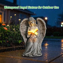 Angel Statue Outdoor Decor, Elegant Angel Garden Statues Reading Book with Solar LED Lights Yard Decorations Lawn Ornaments Figurines Resin Sculpture for Outside, Angel Gardening Gifts by CozyNest Decor