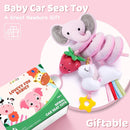 Stuffed Spiral Car Seat Toys for Baby Girls 0-6 Months, Perfect Newborn Gifts for Girls Essentials, Cute Pink Elephant Plush Items by TinyTreasures Baby Boutique