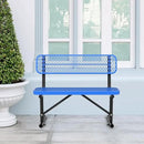 4/6/8 Feet Park Bench for Outside Heavy Duty Metal, Garden Benches Outdoor Bench with Backrest & Portable Frame, for Shopping Malls Stores Parks Patios Decks, Blue by GreenHaven Gardens