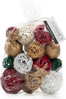 ANDALUCA Decorative Balls Bag Bowl Filler Home Decor (Red, Green & White) by CozyNest Decor