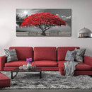 Black and White Red Tree Wall Art Canvas Print Picture Large Red Tree Landscape Modern Artwork for Living Room Bedroom Office Home Wall Decor With Frame 24X48inch by CozyNest Decor