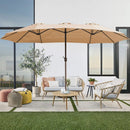 JEAREY 15FT Patio Umbrella Large Outdoor Umbrella Extra Double-Sided Market Umbrella with Crank Handle for Garden, Deck, Backyard and Pool, Beige by GreenHaven Gardens