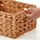 mDesign Woven Farmhouse Kitchen Pantry Food Storage Organizer Basket Bin Box - Container Organization for Cabinets, Cupboards, Shelves, Countertops - Store Potatoes, Onions, Fruit, 6 Pack, Camel Brown by CozyNest Decor