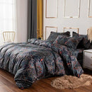 ABREEZE Luxury Vintage Black Duvet Cover Sets Damask Paisley Bedding Set Retro 100% Brushed Cotton Zipper Closure Bedding Collection King Size by CozyNest Decor