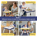 4 in 1 Baby High Chair, Toddler Chair with Removable Tray, Convertible High Chairs for Babies and Toddlers, Kids Learning Table, Building Block Table, Dining Booster Seat with Safety Harness, Blue by TinyTreasures Baby Boutique