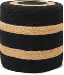 REDEARTH · Cylindrical Pouf Foot Stool Ottoman - Jute Braided Pouffe Poof Accent Sitting Footrest for The Living Room, Bedroom, Nursery, Patio, Lounge & Other Rooms (14.5”x14.5”x16”; Black Natural) by CozyNest Decor