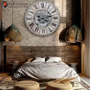 Unique Moving Gear Large Wall Clock 21inch-Battery Powered. Retro Industrial Steampunk Country Farmhouse Decor for The Living Room Kitchen Bars cafes Offices(whith/metal/21) by CozyNest Decor