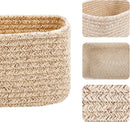 Small Storage Baskets for Organizing | Closet Organizer Bins | Shelf Toy Basket | Woven Rope Baskets | Cube Decorative Box | Shallow Basket | 11.5x7.5x4.7” | 3 Packs Mixed Brown by GreenHaven Gardens