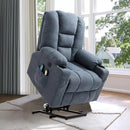 VIVIJASON Power Lift Chair Electric Recliner for Elderly Heated Vibration Massage Soft Fabric Recliner Chair with 2 Remote Controls, USB Ports, Side Pockets & Cup Holders for Living Room (Blue) by CozyNest Decor