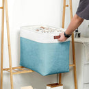 DULLEMELO Extra Large Storage Baskets, Fabric Storage Bins for Organizing Shelves Nursery Toys Books, Closet Baskets and Bins with Handles, White&Teal, 2-Pack by TinyTreasures Baby Boutique