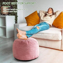 HIGOGOGO Round Stuffed Pouf Ottoman, Corduroy Poufs with Foam Chunk Filling, Furry and Fluffy Pouf Foot Stool Storage Ottoman, 20 X 15 Floor Poufs Foot Rest for Living Room, Pink by CozyNest Decor