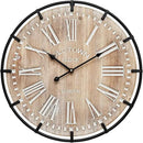 20 Inch Grand Farmhouse Wall Clock, Vintage-Inspired Wood & Metal Design with Large Etched Numbers, Silent Battery-Powered Timepiece for Offices, Kitchens, Bedrooms, and Living Rooms by CozyNest Decor