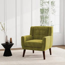 UIXE Accent Chair, Velvet Upholstered Armchair for Living Room, Modern Club Arm Chairs Comfy Single Sofa Button Tufted Bedroom Reading Seat - Green, Set of 4 by CozyNest Decor