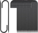 16 Inch Rebar Stakes J Hook 26 Pack Ground Stakes Heavy Duty Tent Stakes with Chisel Point End Chain Link Fence Stakes Galvanized Steel Ground Anchors Metal Spikes Black Coated by CozyNest Decor