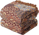 Boho Throw Blanket for Couch Sofa Bed, 100% Cotton Woven Quilt with Tassel 80”x90”, Super Soft Muslin Blanket with Patchwork Printed, Decorative Reversible Bed Blanket/Cover for All Seasons by CozyNest Decor