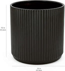 Amazon Basics Fluted Ceramic Round Planter, 10-inch, Black by GreenHaven Gardens
