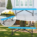 48" L Outdoor Steel Flat Bench, Heavy Duty Metal Park Bench for Outside, Expanded Metal, Commercial Benches Mesh Bench for Shopping Mall, Store, Lawn, Park, Patio, Deck, Garden (Blue, 6FT) by GreenHaven Gardens
