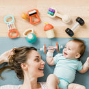 iPlay, iLearn Baby First Gym Rattle Set, Infant Dumbbell Weights Teething Rattles 3-6-12 Month, Newborn Workout Sensory Stroller Toy, Babies Birthday Shower Gift 5 7 8 9 10 Month Toddler Boy Girl-7PCS by TinyTreasures Baby Boutique