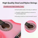 ADM Beginner Acoustic Classical Guitar 36 Inch Nylon Strings Wooden Guitar Bundle Kit for Kid Boy Girl Student Youth Guitarra Online Lessons with Gig Bag, Strap, Tuner, Strings, Picks, Pink by TinyTreasures Baby Boutique