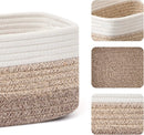 Small Storage Baskets for Organizing | Closet Organizer Bins | Shelf Toy Basket | Woven Rope Baskets | Cube Decorative Box | Shallow Basket | 13x8.5x5.1” | 3 Packs Gradient Brown by GreenHaven Gardens