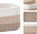 Small Storage Baskets for Organizing | Closet Organizer Bins | Shelf Toy Basket | Woven Rope Baskets | Cube Decorative Box | Shallow Basket | 13x8.5x5.1” | 3 Packs Gradient Brown by CozyNest Decor
