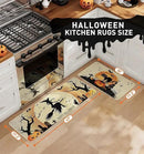 Halloween Kitchen Mat Set of 2, Spooky Witch Pumpkin Cat Halloween Kitchen Decor, Halloween Rug for Floor, Indoor Spooky Home Decor with Non-Slip Backing,17 x 29 Inch & 17 x 47 Inch by CozyNest Decor