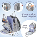 RUVALINO Diaper Bag Backpack-Expandable Baby Bag with up to 50% Capacity -Baby Essentials Bag with Changing Pad Insulated Bottle Holders & Pacifier Case, Waterproof, Gray XL by TinyTreasures Baby Boutique
