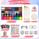 Halloween Face Painting Kit, 42 Color Non-Toxic Water Face Paint Kit with Brushes Gems Stencils, Professional Face Paint for Party, Creative Activity, Birthdays, Halloween Christmas Makeup Kit by TinyTreasures Baby Boutique