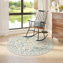 Wonnitar Round Washable Rug, Soft Floral Round Rugs 5ft Circle Carpets for Bedroom Ultra-Thin, Boho Beige Print Distressed Circular Carpet for Living Room Dorm Bedside by TinyTreasures Baby Boutique
