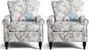 Wingback Accent Chair with Removable Pillow, High Back Floral Armchair with Solid Wood Legs & Nailhead Trim, Comfy Upholstered Reading Single Sofa Chair for Bedroom (2, Bird Floral Pattern) by CozyNest Decor