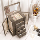 Jewelry Box for Women, 5 Layer Large Wood Jewelry Boxes & Organizers for Necklaces Earrings Rings Bracelets, Rustic Jewelry Organizer Box with Drawers and Mirror(Weathered Gray) by TinyTreasures Baby Boutique