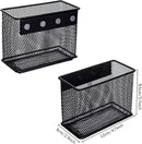 dedoot Magnetic Basket 2 Pack Magnetic Holder Locker Magnetic Pen Holder Magnetic Pencil Holder Strong for Whiteboard Marker, 4.7x2.3x3.7inch Black Mesh Magnetic Pen Holder for Refrigerator Fridge by CozyNest Decor