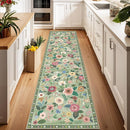Floral 2x6 Area Rug Machine Washable Soft Print Boho Carpet Non Slip Doormat Low Pile Flower Area Rugs for Living Room Bedroom Nursery Kitchen Dining Room Indoor-Light Green by TinyTreasures Baby Boutique