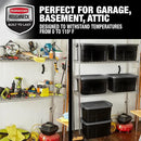 Rubbermaid Roughneck Tote 14 Gal, 6 Pack, Made in USA, Black & Gray, Rugged Plastic Stackable Storage Bins with Lids and Handles by CozyNest Decor