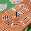 Cribbage Board Game Set 3 Tracks, Plusvivo Solid Oak Wood Cribbage Boards Unique with 9 Metal Pegs & 2 Storage Area, 15.5 X 4.9 X 1.2 in Travel Portable Cribbage Game Sets for Family by TinyTreasures Baby Boutique