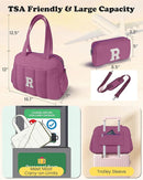 Duffle Bag with Initial, Spend The Night Bags for Women，Gifts for Women-Overnight Bag with Wet Pocket，Lightweight Travel Bags Personalized Gym Tote with Makeup Pouch by TinyTreasures Baby Boutique