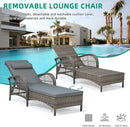 VIVIJASON Outdoor Wicker Chaise Lounge Chair Set of 2, All-Weather PE Rattan Cushioned Patio Lounger Chairs, 6-Position Adjustable Outside Pool Sunbathing Recliner with Armrest & Pillow, Gray by CozyNest Decor