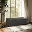 BELLEZE Storage Faux Leather Ottoman, 47 Inch Bench Bedroom Bench with Safety Close Hinge, Extra Long Ottoman with Storage for Living Room, Entryway, Hallway, Foot Rest, Support 300lbs - Rustic Gray by CozyNest Decor