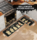 Halloween Kitchen Mat Set of 2, Pumpkin Ghost Bat Halloween Kitchen Decor, Halloween Rug for Floor, Indoor Spooky Home Decor with Non-Slip Backing,17 x 29 Inch & 17 x 47 Inch by CozyNest Decor