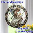 Flower Fairy Garden Decorations Angel Wing Christmas Halloween Deco Statue Art Elf Sculpture Hanging Craft for Outdoor Yard Courtyard Lawn Patio Window Acrylic Ornament Home Gift (C,S: 6*6 IN) by CozyNest Decor