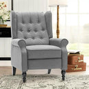 Mid Century Wingback Recliner Chair for Adults, Modern Linen Fabric Push Back Recliner Chairs with Button Tufted Upholstered Back & Footrest, Manual Recliner Chais for Living Room, Nursery, Gray by CozyNest Decor