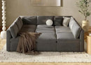 mopio Oversized Modular Sectional Sofa with Fully Removable Covers and Storage, Convertible U, L-Shaped and Sleeper Sectional, Modern Couches with Ottoman Chaise (Stone Gray Fabric, 9 Seats, Sleeper) by CozyNest Decor