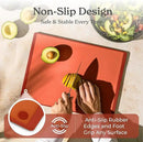 SMIRLY Plastic Cutting Board Set with Holder 3 Pieces, Non-Slip Dishwasher Safe Chopping Boards for Kitchen, Orange by CozyNest Decor