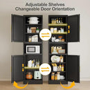 Tall Narrow Storage Cabinet 66.93" H Tall Bathroom Cabinet Metal Pantry Cabinets, 4 Adjustable Shelves for Kitchen, Home Office, Living Room, Dinning Room (16 inches Wide Black) by CozyNest Decor