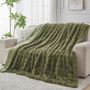 Lotus Karen Faux Fur Throw Blanket Dark Green - 800 GSM Bubble Rabbit Fluff Blanket for Couch Bed Sofa,Softest Fluffy Fuzzy Cozy Blanket,Thick Furry Plush Shaggy Warm Blankets for Women,60x80 Inches by CozyNest Decor
